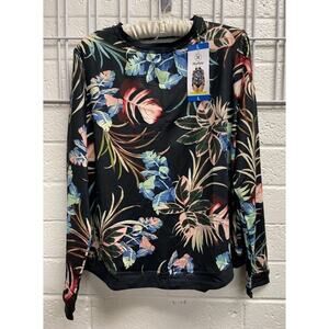 Hurley UPF 50 Floral Tropical Dream Rashgard Long Sleeve Sun Shirt Sz L NEW
